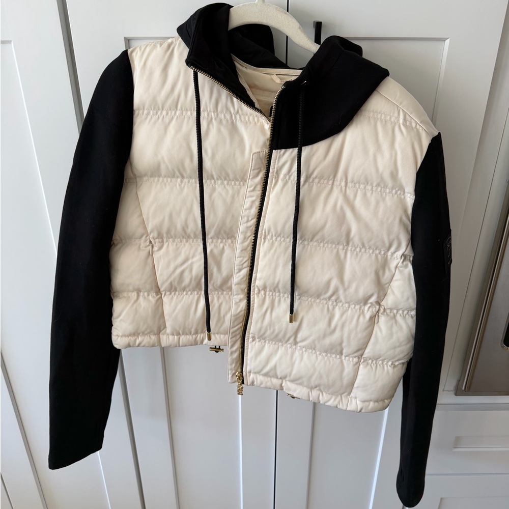 P.E Nation Black and Cream Puffer Jacket